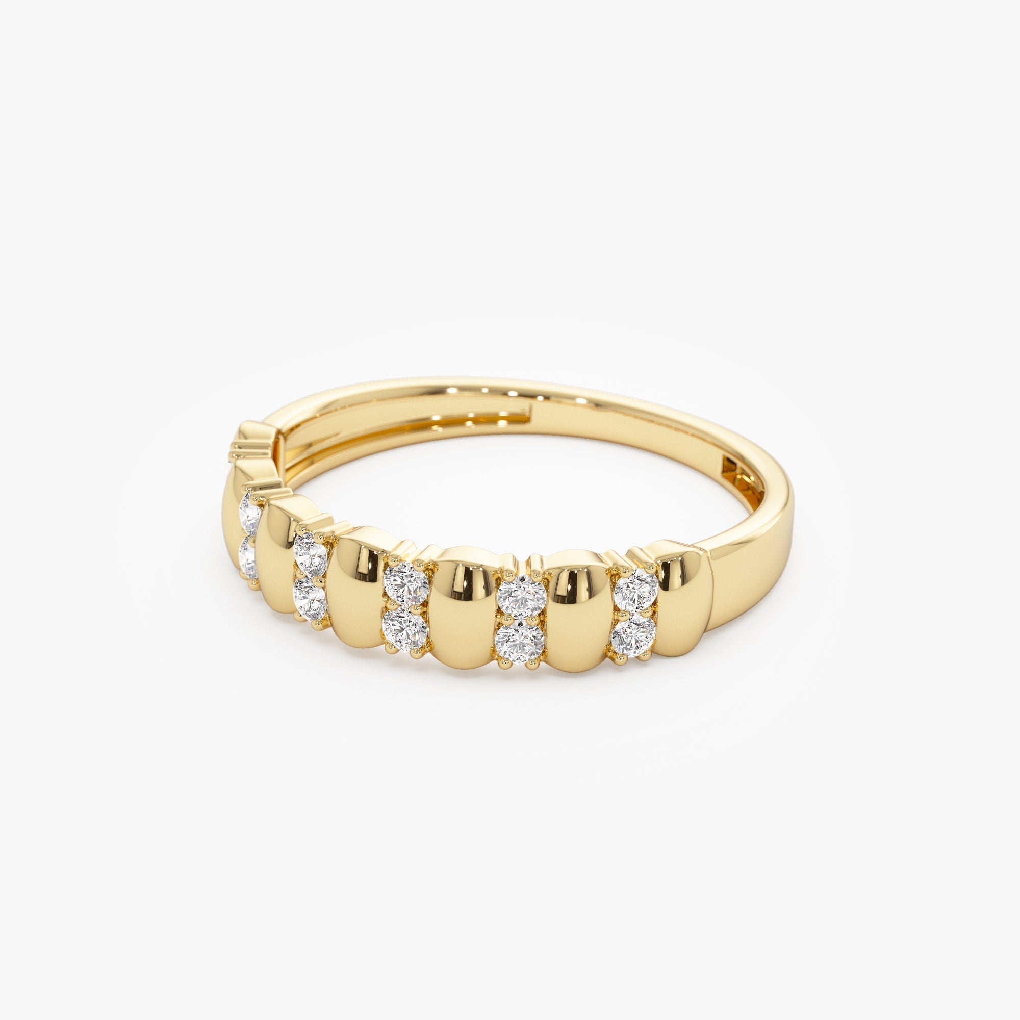 14K Alternating Diamond Bar Band - GeumJewels