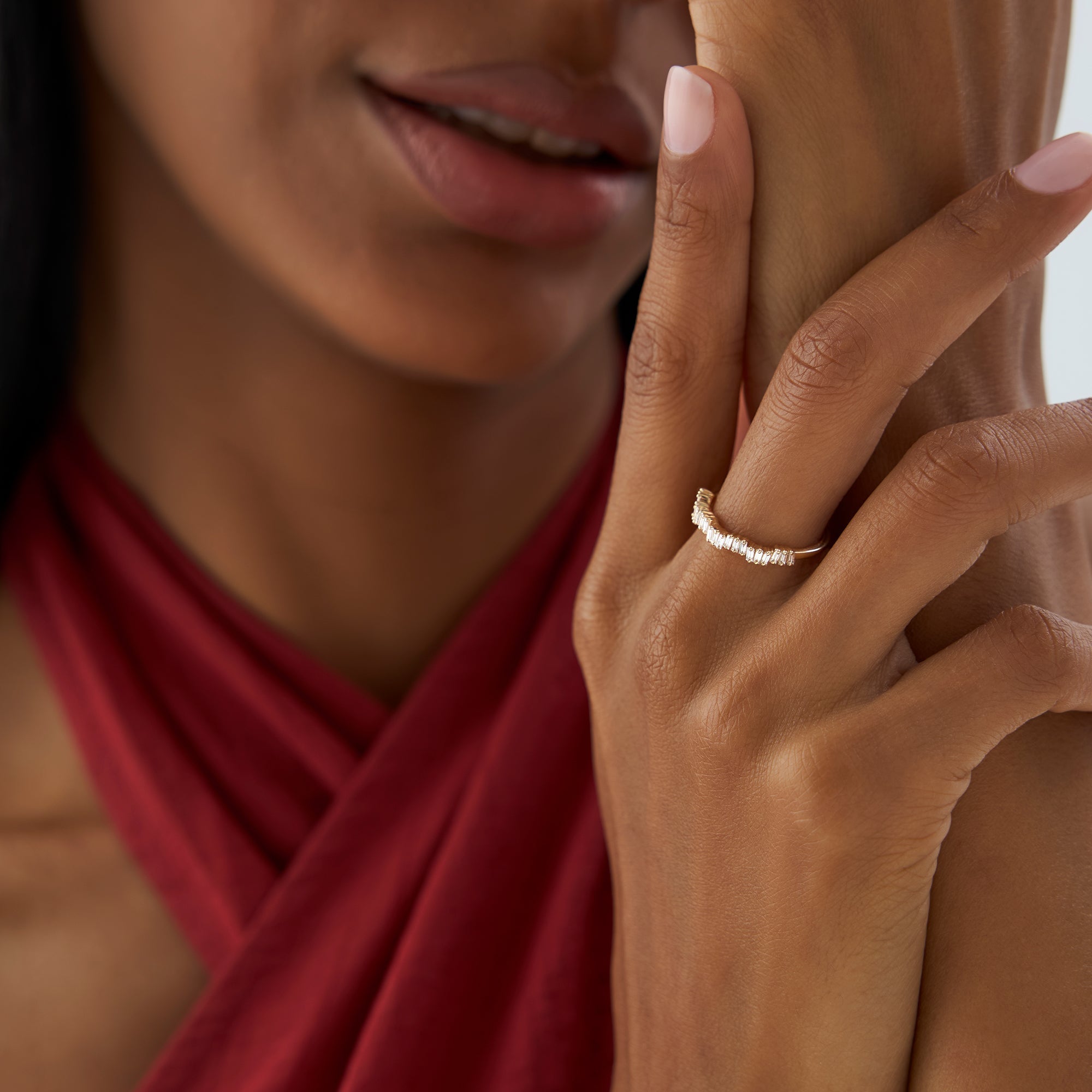 14k Asymetrical Baguette Diamonds Ring - GeumJewels