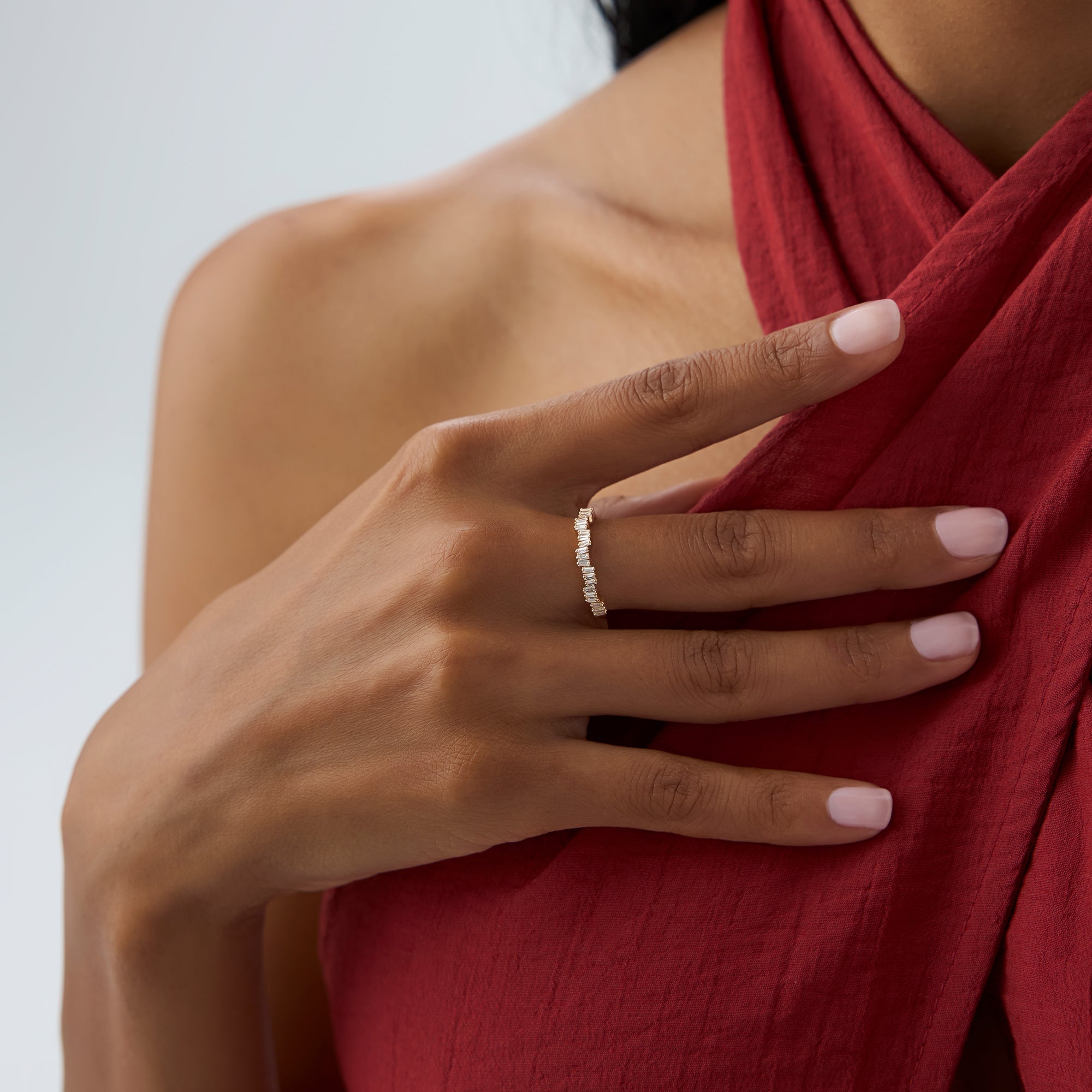 14k Asymetrical Baguette Diamonds Ring - GeumJewels