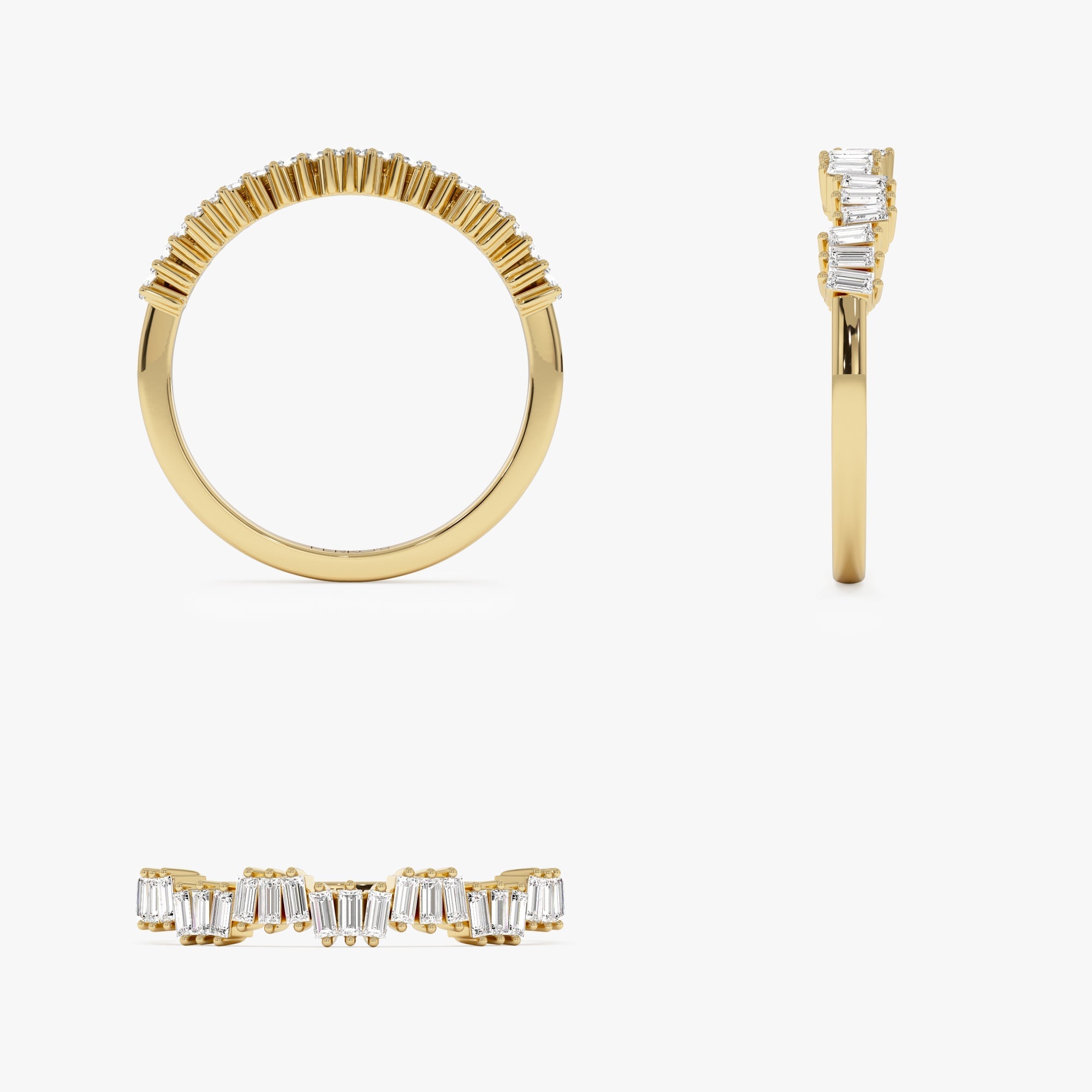 14k Asymetrical Baguette Diamonds Ring - GeumJewels