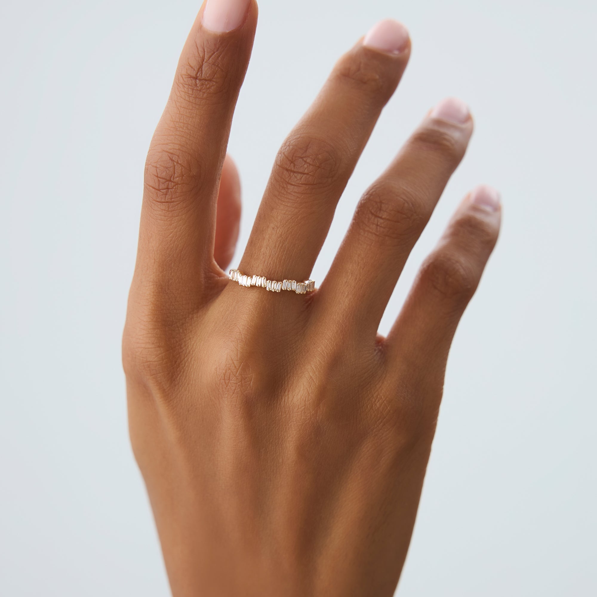 14k Asymetrical Baguette Diamonds Ring - GeumJewels