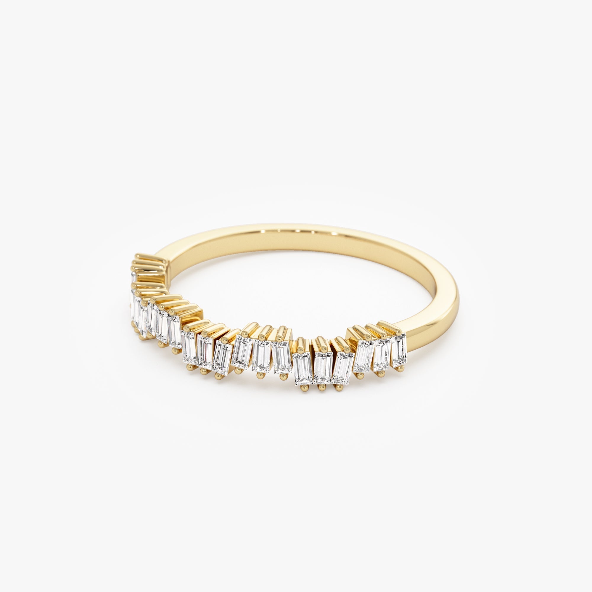 14k Asymetrical Baguette Diamonds Ring - GeumJewels