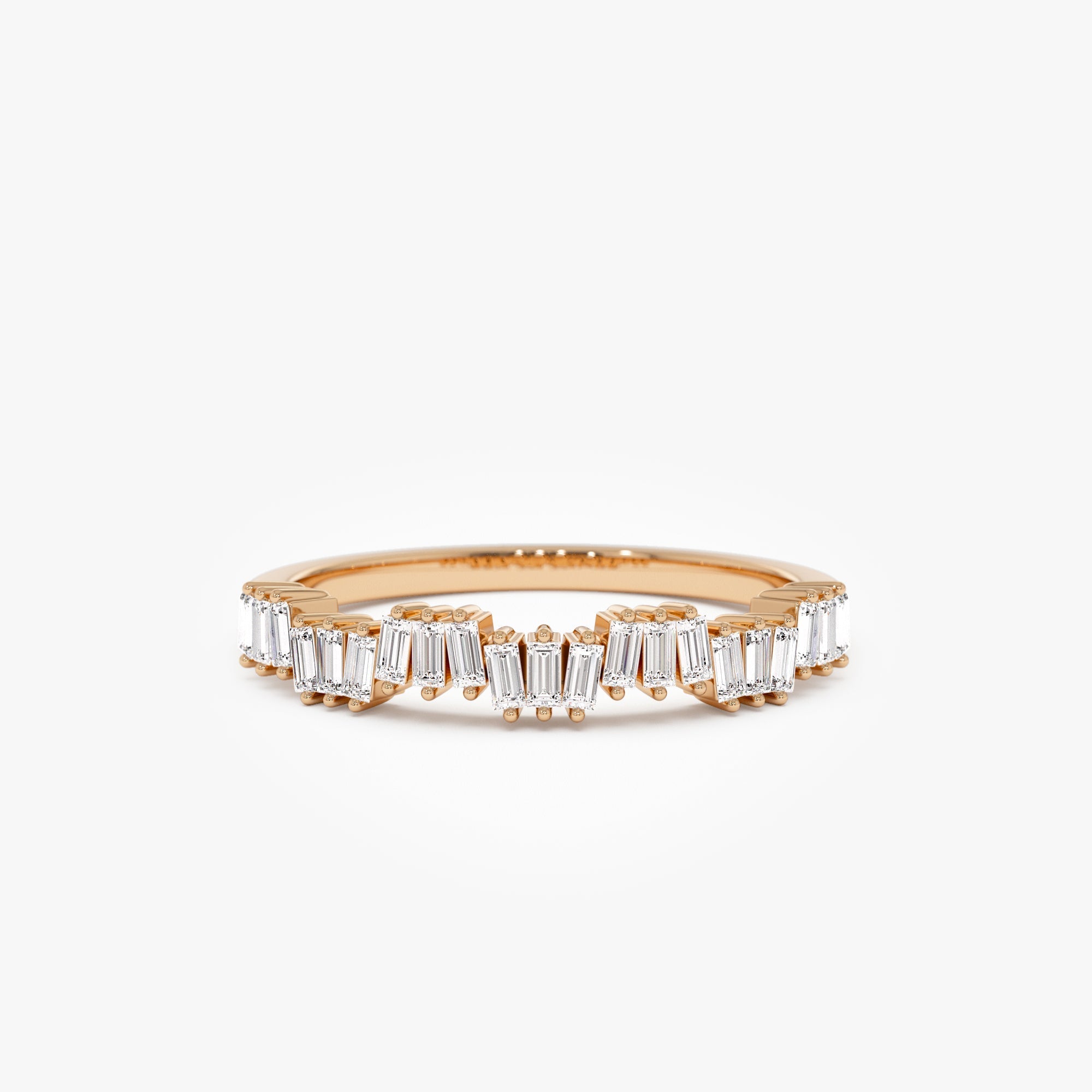 14k Asymetrical Baguette Diamonds Ring - GeumJewels