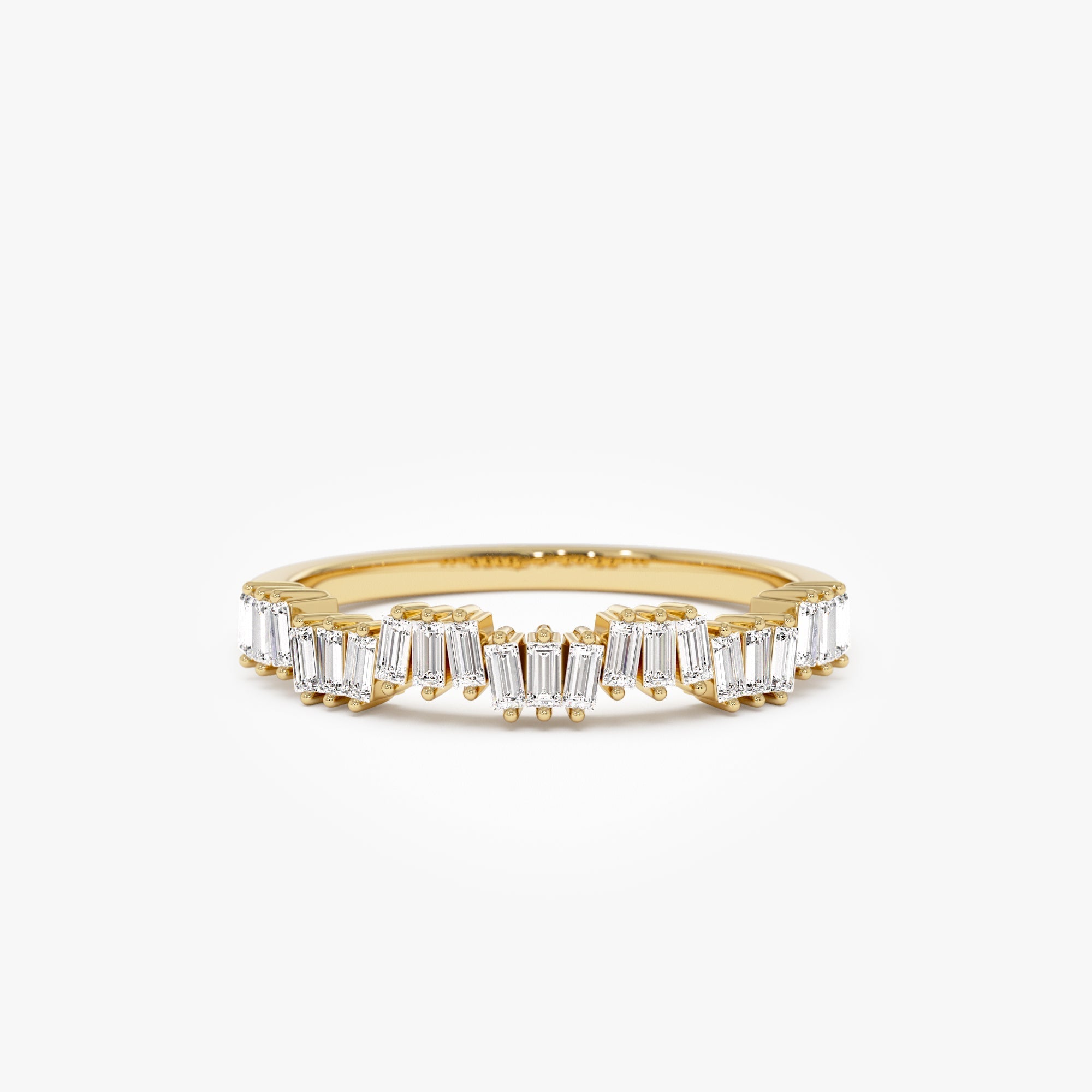 14k Asymetrical Baguette Diamonds Ring - GeumJewels