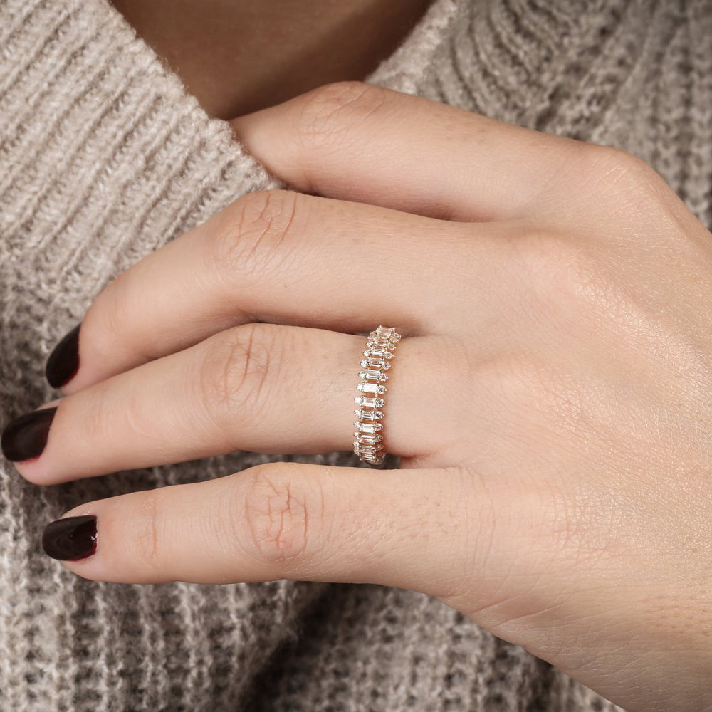 14K Bagguete Diamond Anniversary Ring - GeumJewels