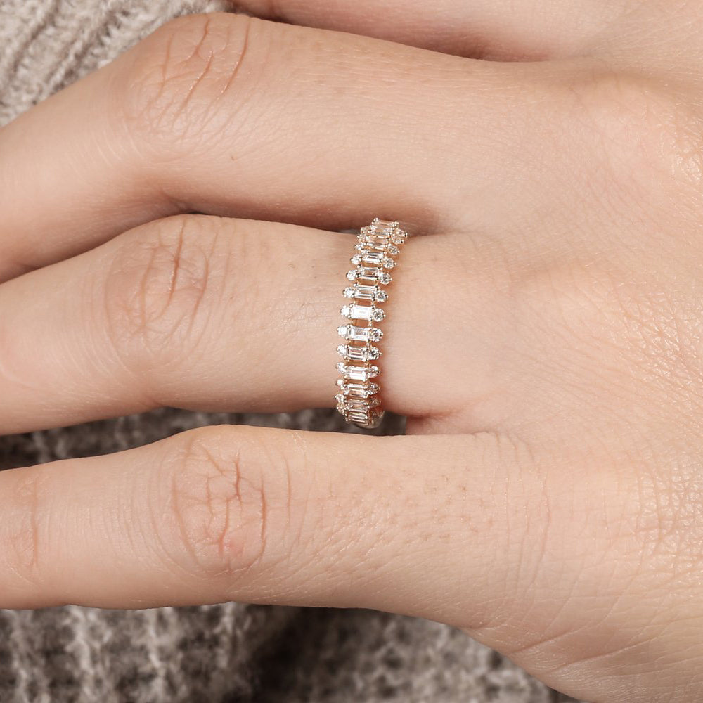 14K Bagguete Diamond Anniversary Ring - GeumJewels