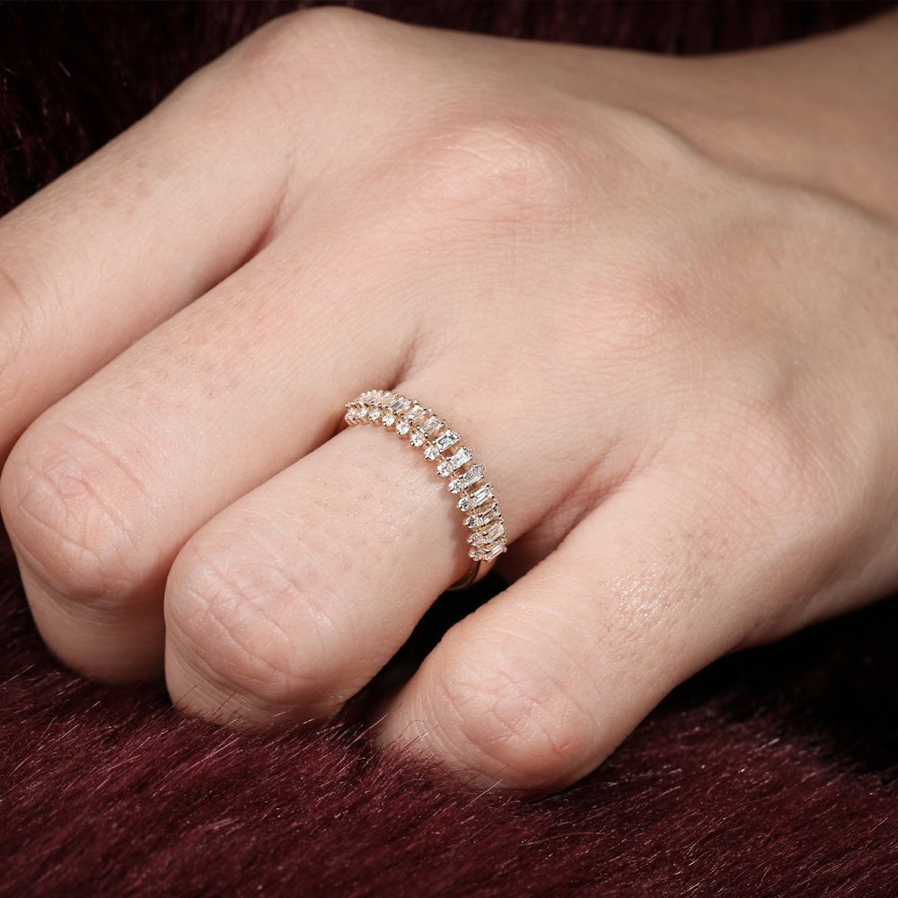 14K Bagguete Diamond Anniversary Ring - GeumJewels