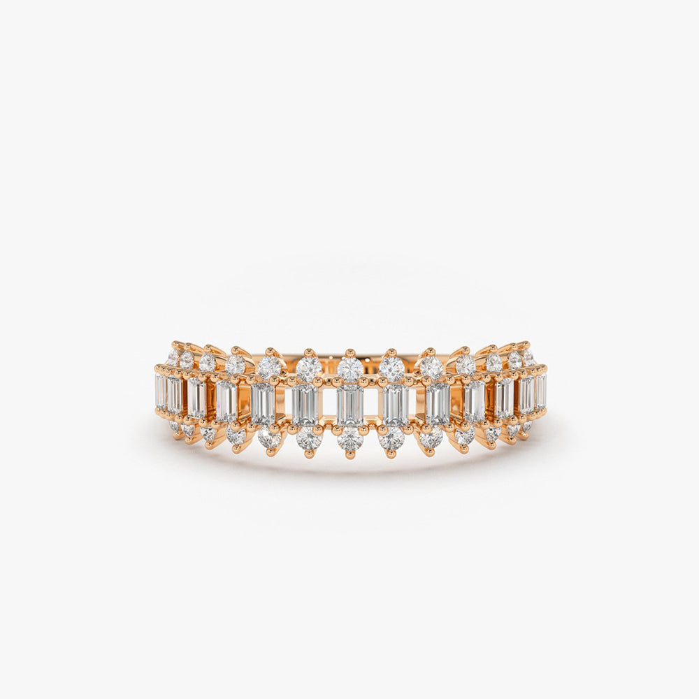 14K Bagguete Diamond Anniversary Ring - GeumJewels