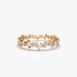 14k Baguette and Round Diamond Full Eternity Ring - GeumJewels