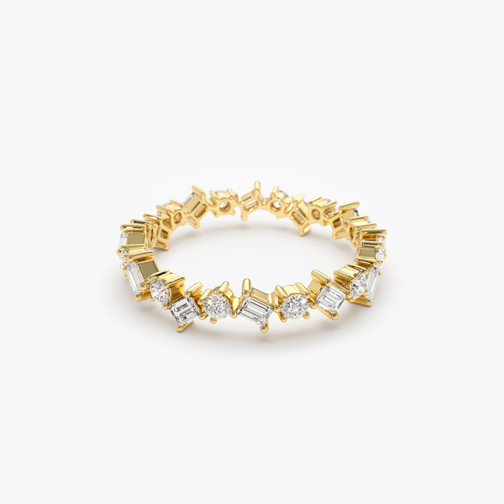14k Baguette and Round Diamond Full Eternity Ring - GeumJewels