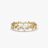 14k Baguette and Round Diamond Full Eternity Ring - GeumJewels