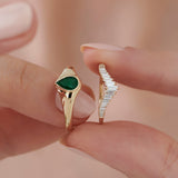 14K Baguette Diamond Curved Tiara Ring - GeumJewels