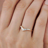14K Baguette Diamond Curved Tiara Ring - GeumJewels