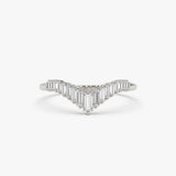 14K Baguette Diamond Curved Tiara Ring - GeumJewels