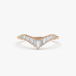 14K Baguette Diamond Curved Tiara Ring - GeumJewels