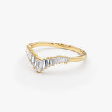 14K Baguette Diamond Curved Tiara Ring - GeumJewels