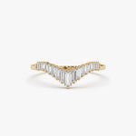 14K Baguette Diamond Curved Tiara Ring - GeumJewels