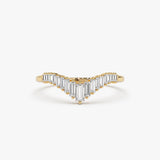 14K Baguette Diamond Curved Tiara Ring - GeumJewels
