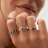 14K Baguette Diamond Ring with a Square Ruby - GeumJewels
