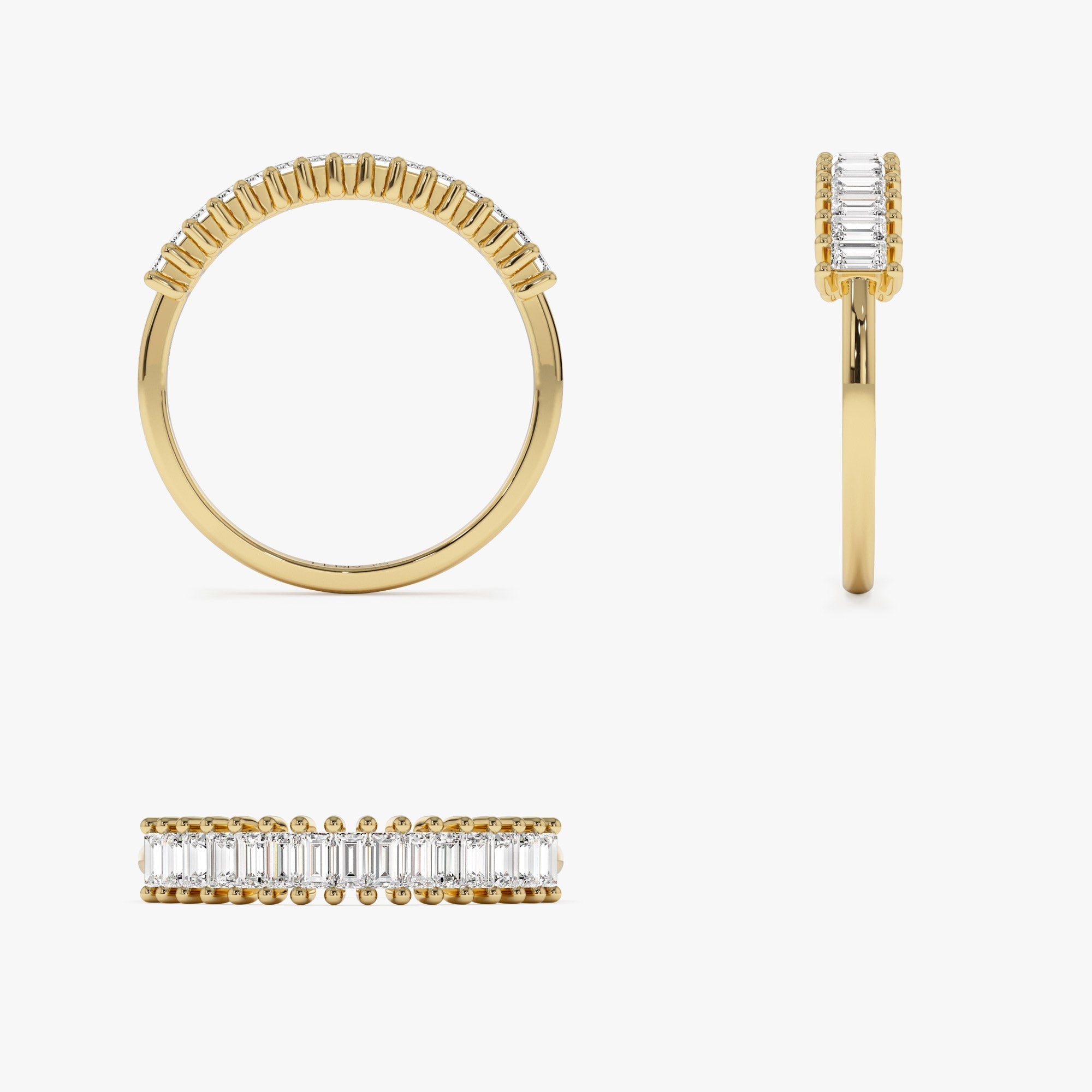 14k Baguette Diamond Wedding Band - GeumJewels