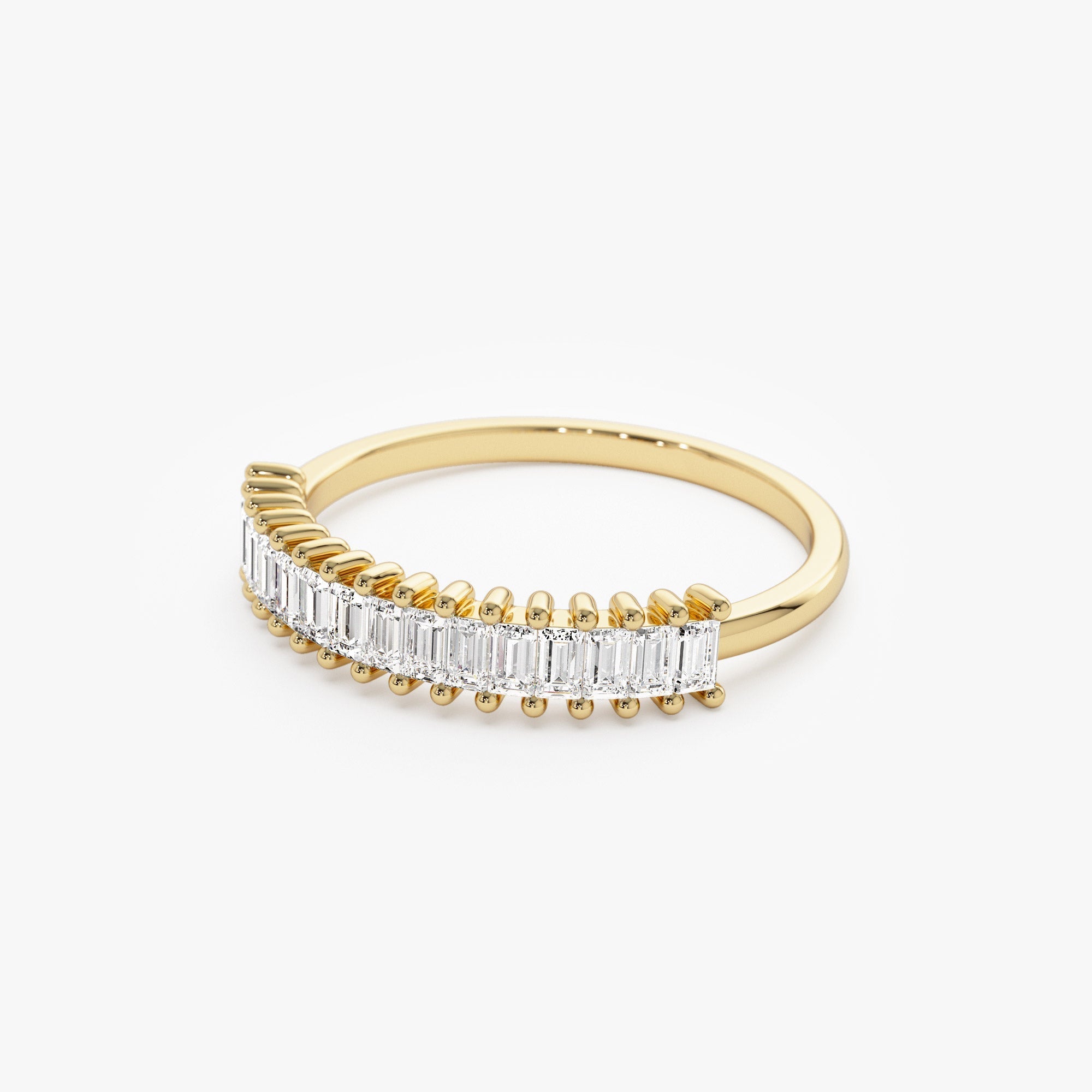 14k Baguette Diamond Wedding Band - GeumJewels