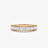 14k Baguette Diamond Wedding Band - GeumJewels