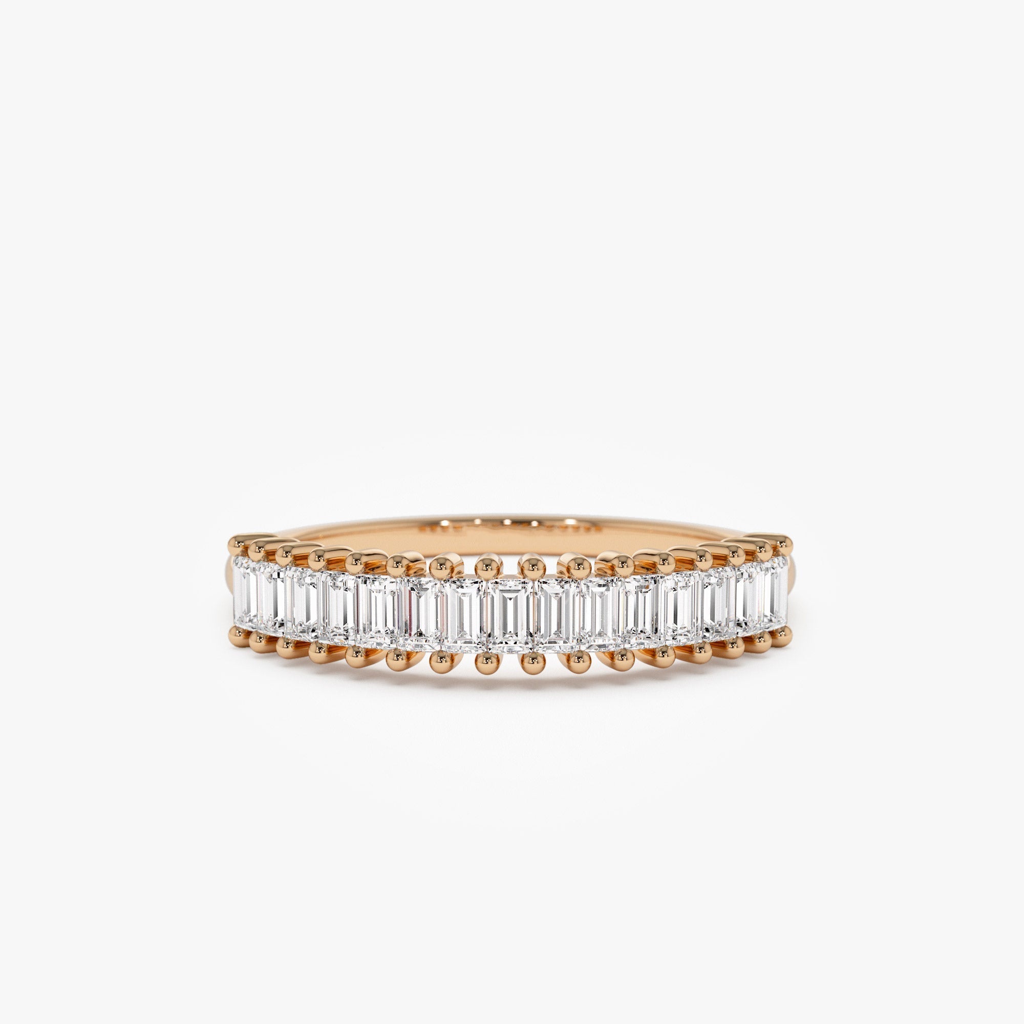 14k Baguette Diamond Wedding Band - GeumJewels