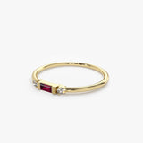 14K Baguette Ruby With Diamond Ring - GeumJewels