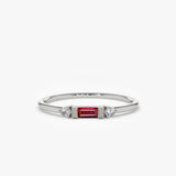 14K Baguette Ruby With Diamond Ring - GeumJewels
