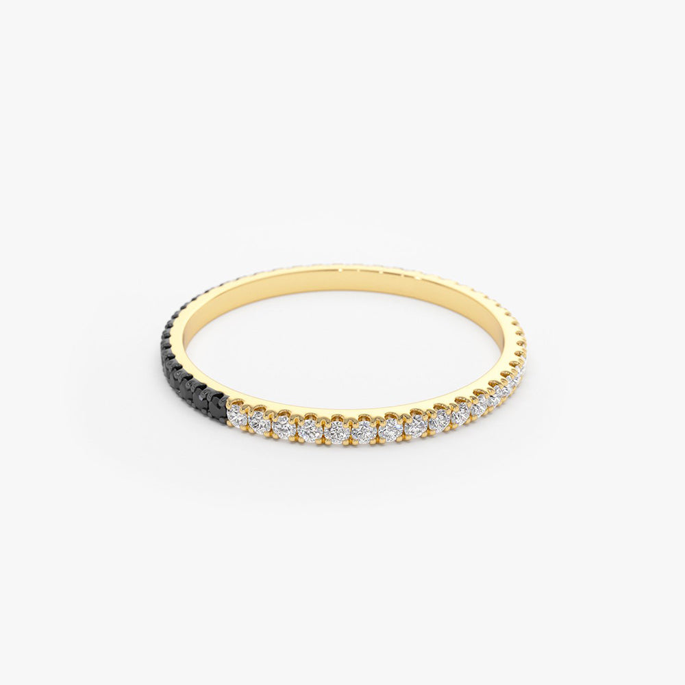 14k Black & White Diamond Micro Pave Eternity Band - GeumJewels