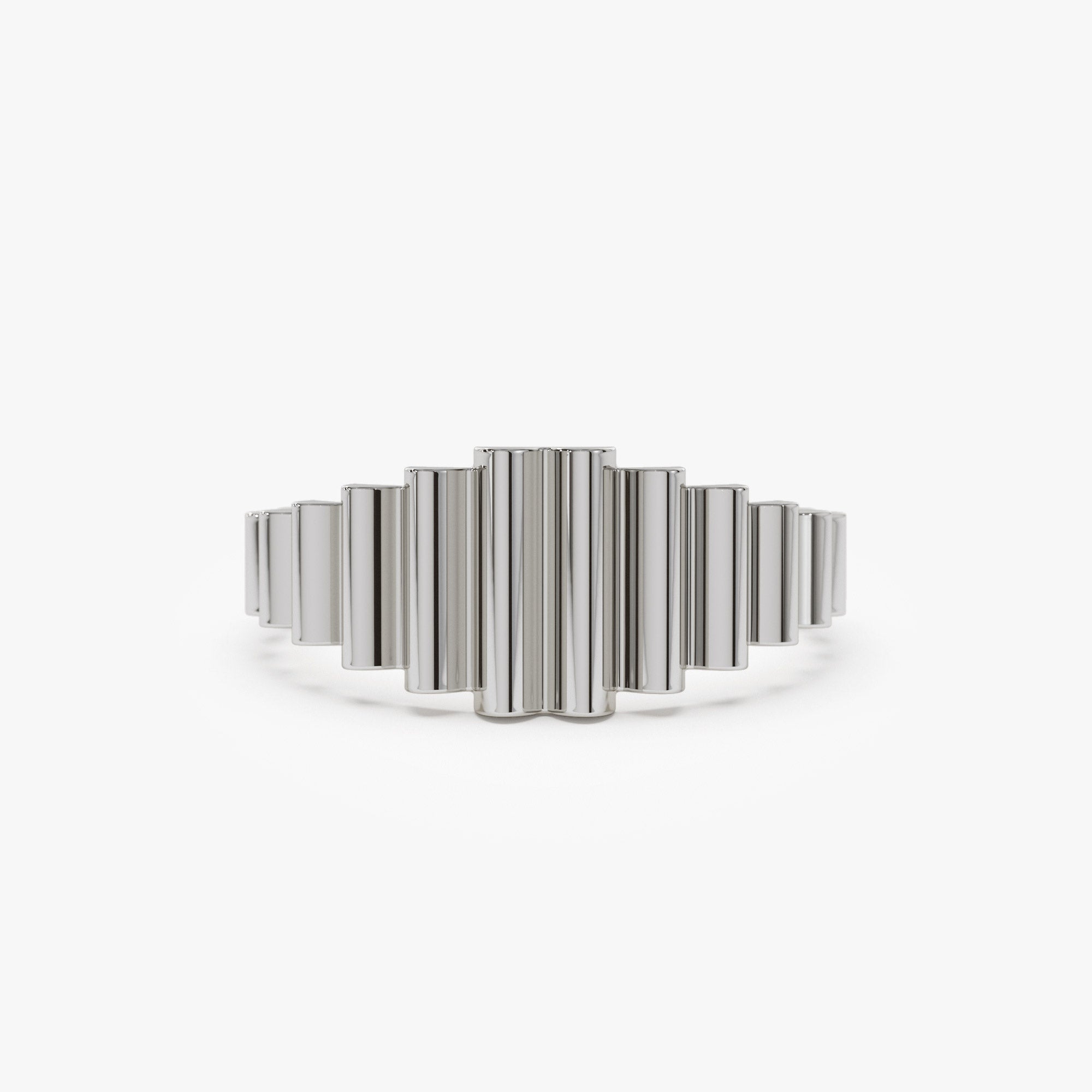 14K Bold Fluted Graduating Gold Ring - GeumJewels