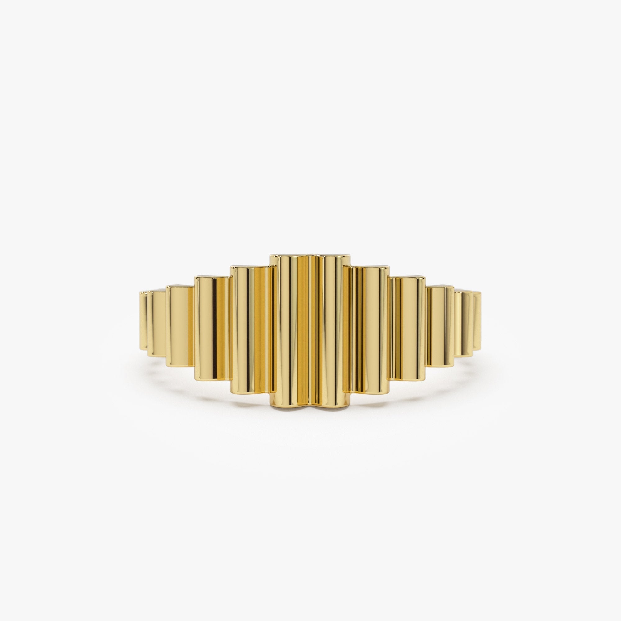 14K Bold Fluted Graduating Gold Ring - GeumJewels