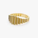 14K Bold Fluted Graduating Gold Ring - GeumJewels