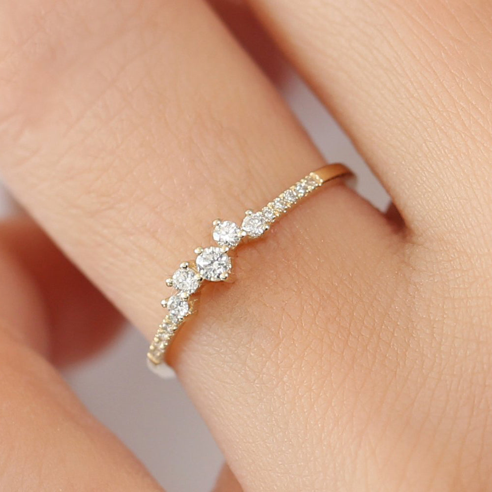 14k Bridal Diamond Cluster Ring - GeumJewels