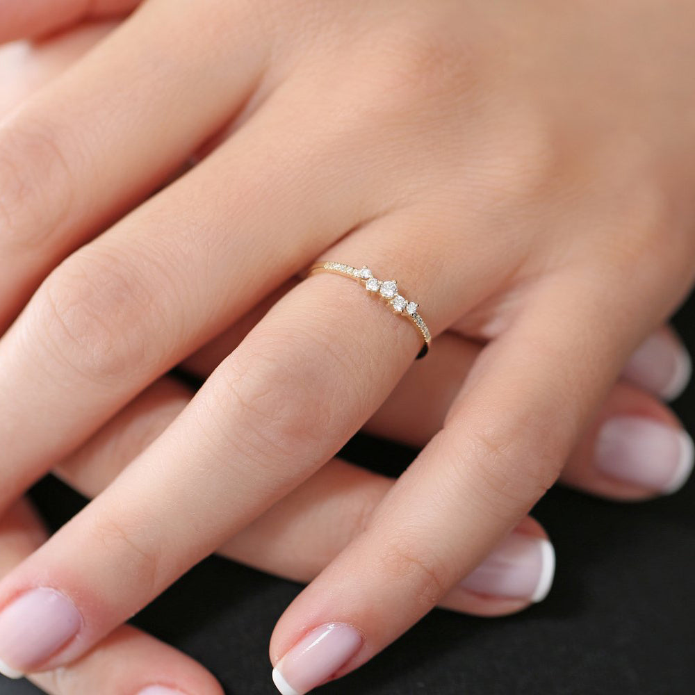 14k Bridal Diamond Cluster Ring - GeumJewels