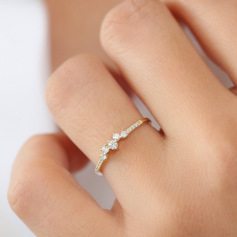 14k Bridal Diamond Cluster Ring - GeumJewels