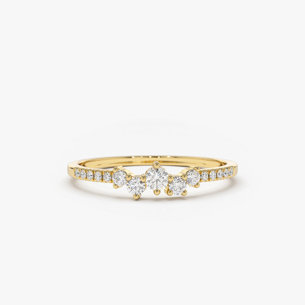 14k Bridal Diamond Cluster Ring - GeumJewels