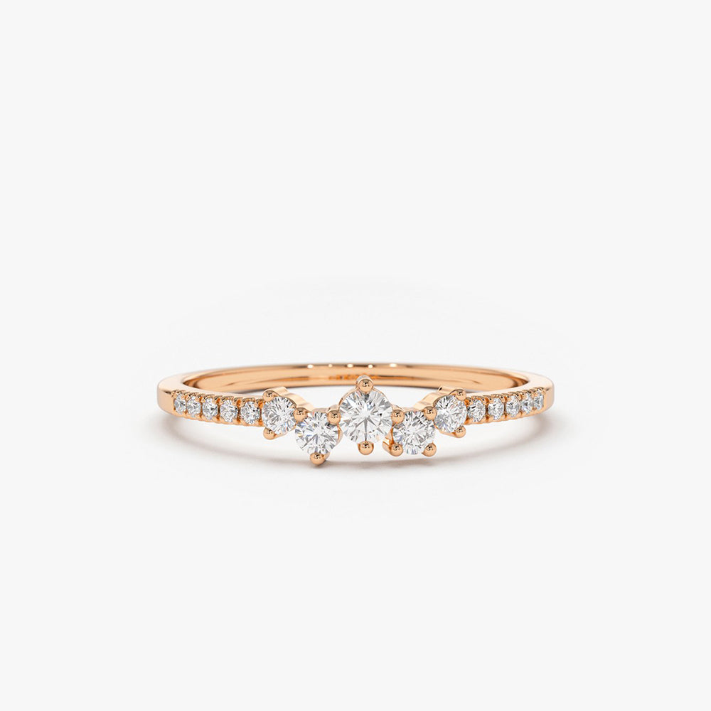 14k Bridal Diamond Cluster Ring - GeumJewels