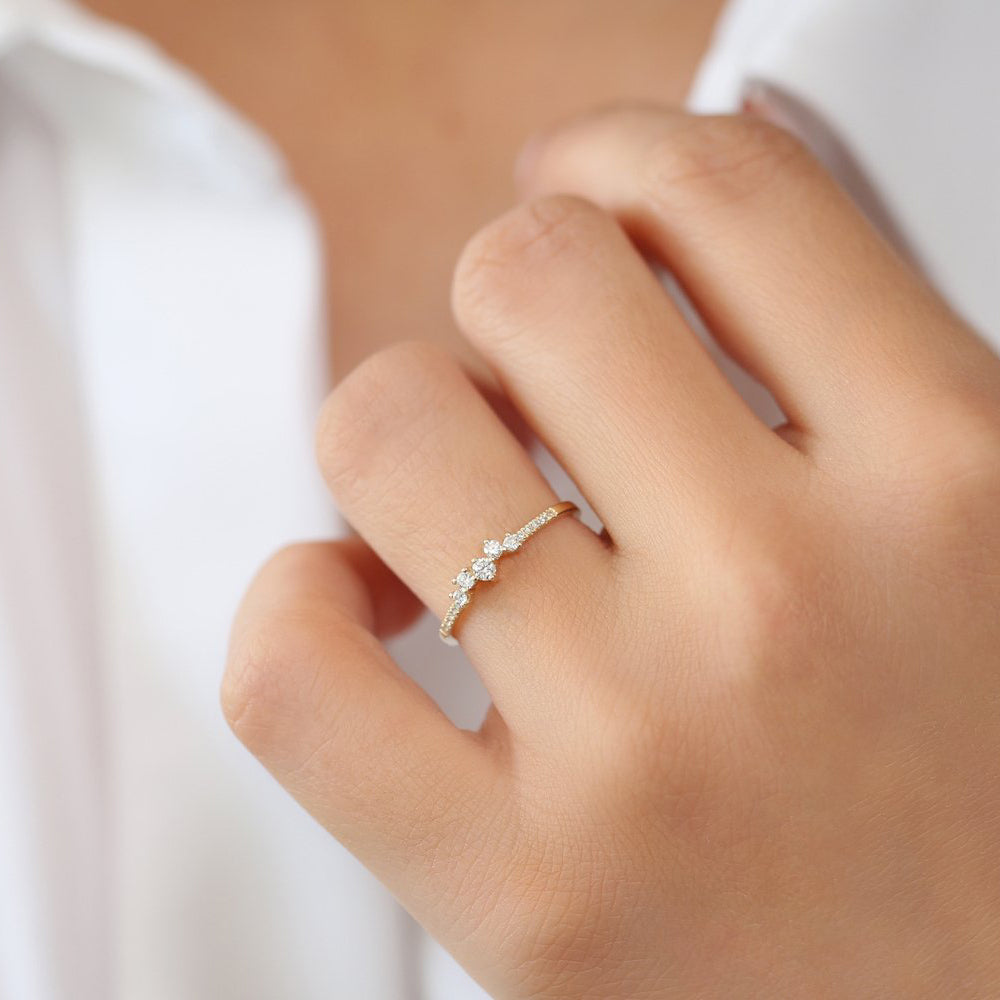 14k Bridal Diamond Cluster Ring - GeumJewels