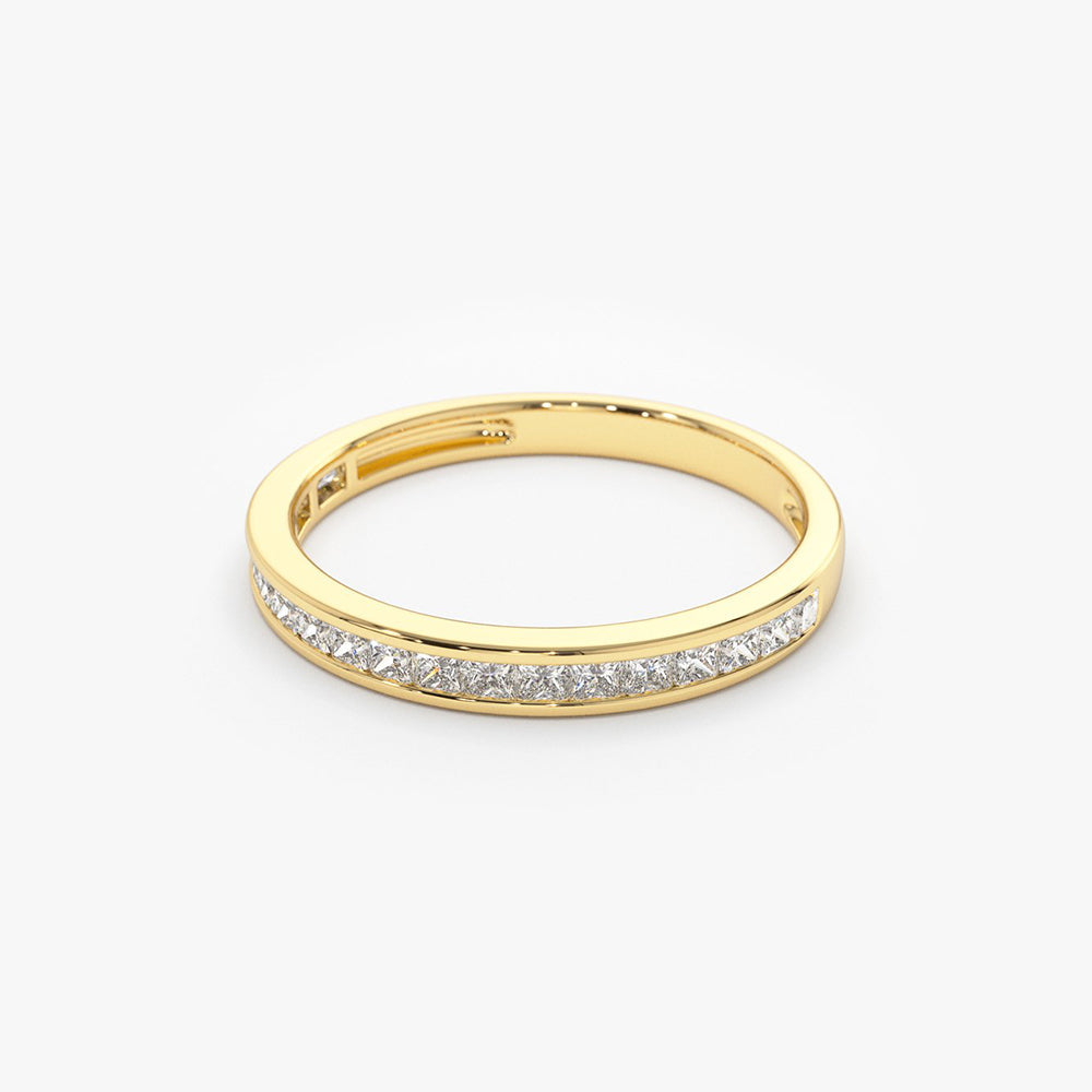 14k Channel Setting Princess Cut Half Eternity Diamond Ring - GeumJewels