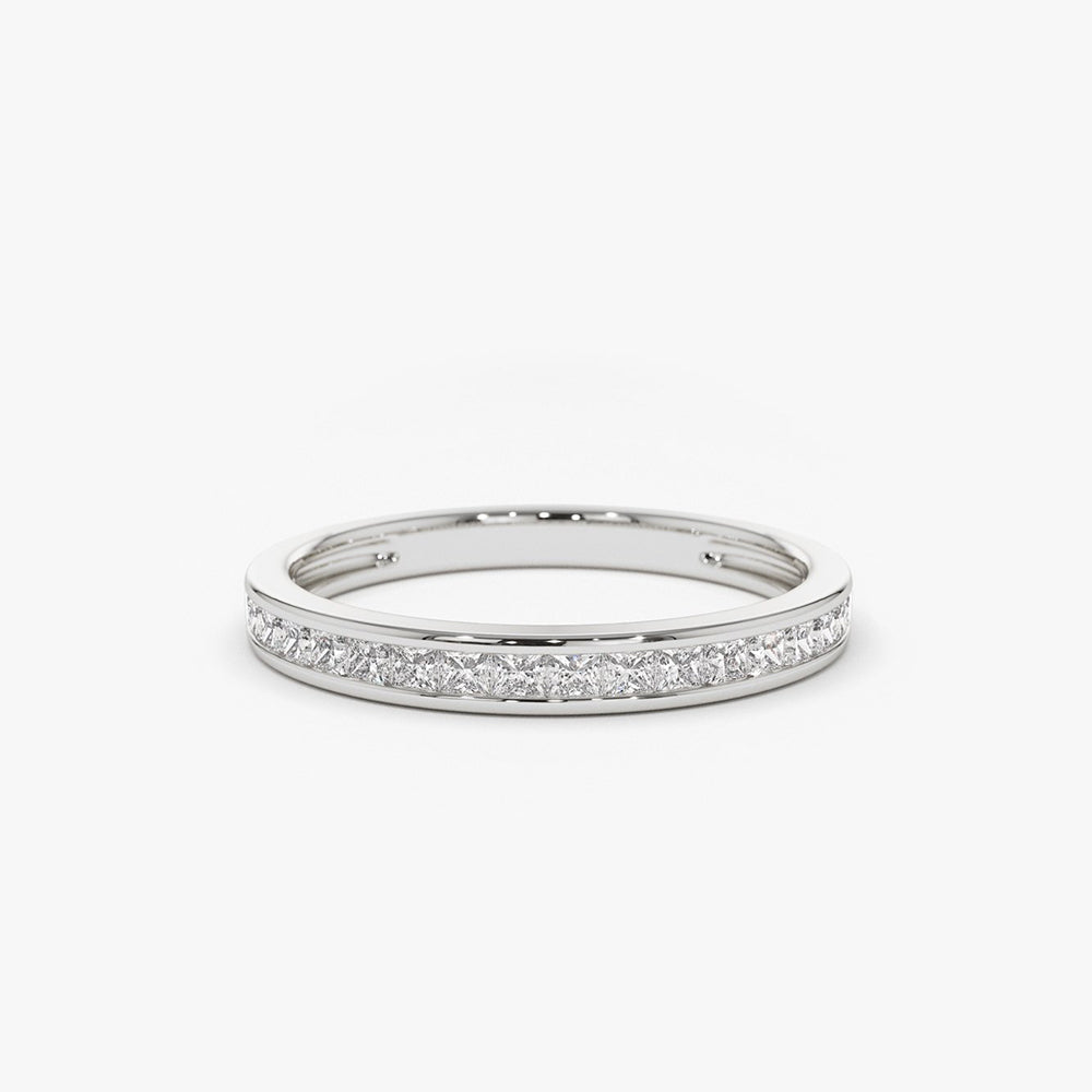 14k Channel Setting Princess Cut Half Eternity Diamond Ring - GeumJewels