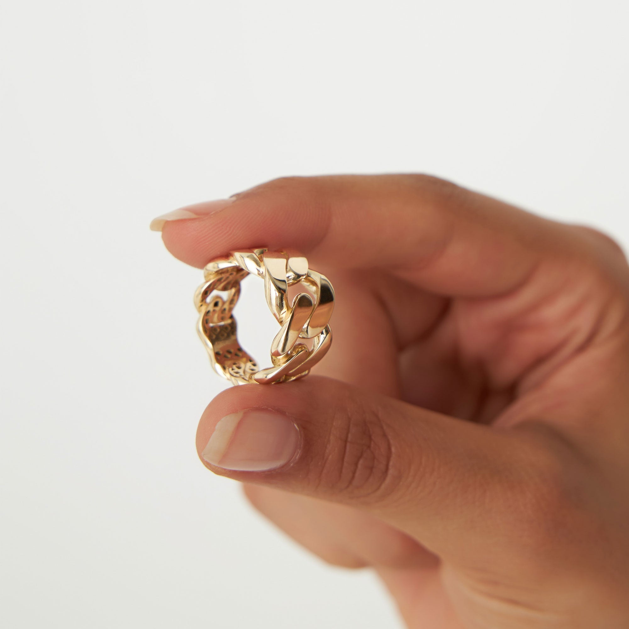 14k Chunky Cuban Curb Chain Link Ring - GeumJewels