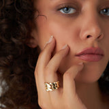 14k Chunky Cuban Curb Chain Link Ring - GeumJewels