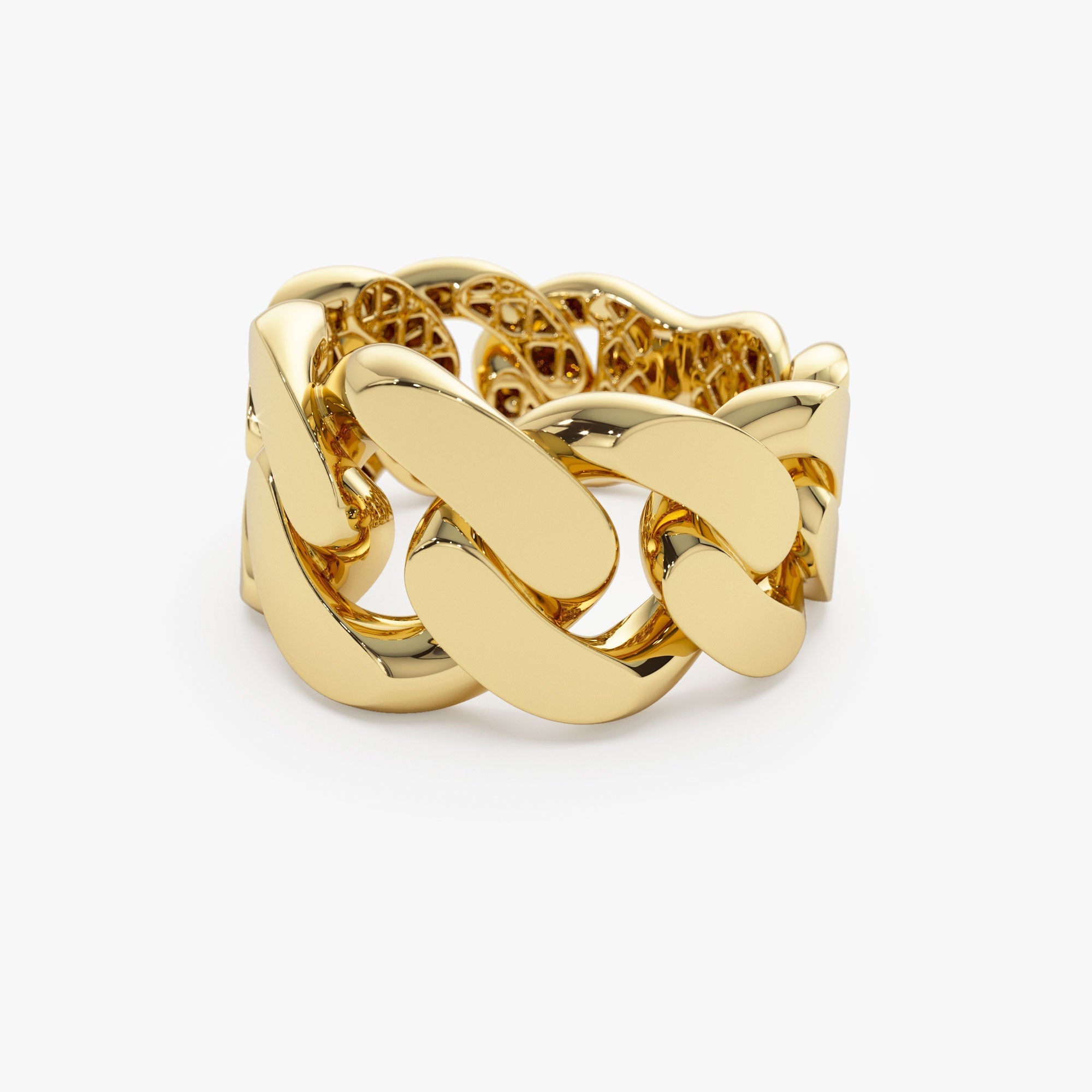 14k Chunky Cuban Curb Chain Link Ring - GeumJewels