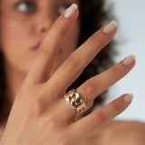 14k Chunky Cuban Curb Chain Link Ring - GeumJewels