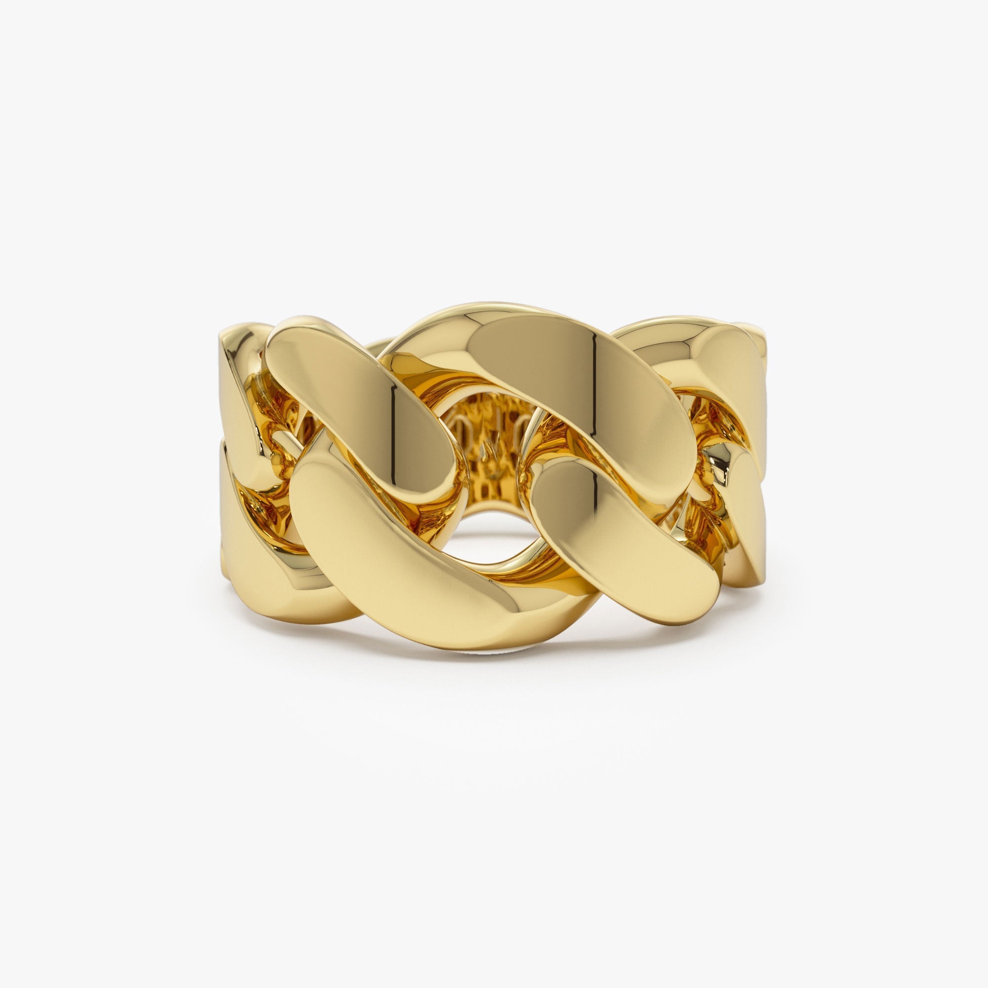 14k Chunky Cuban Curb Chain Link Ring - GeumJewels