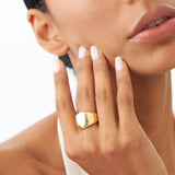 14k Chunky Gold Dome Graduating Statement Ring - GeumJewels