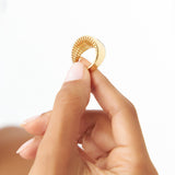 14k Chunky Gold Dome Graduating Statement Ring - GeumJewels
