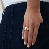 14k Chunky Gold Dome Graduating Statement Ring - GeumJewels