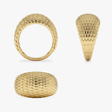 14K Chunky Snake Skin Texture Ring - GeumJewels